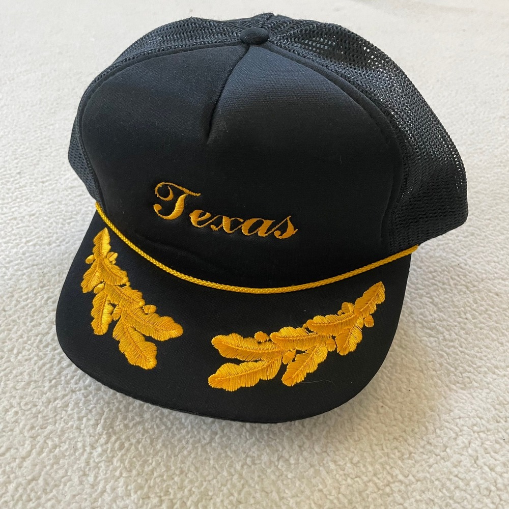 Unbranded Mens OSFM Foam Trucker‎ Hat Black Texas Gold Scrambled Eggs Mesh Cap